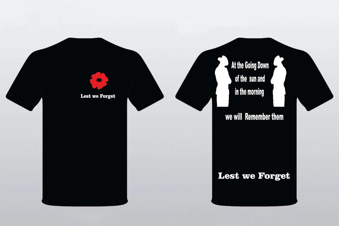 Anzac Day shirts with a name and serial number on the front