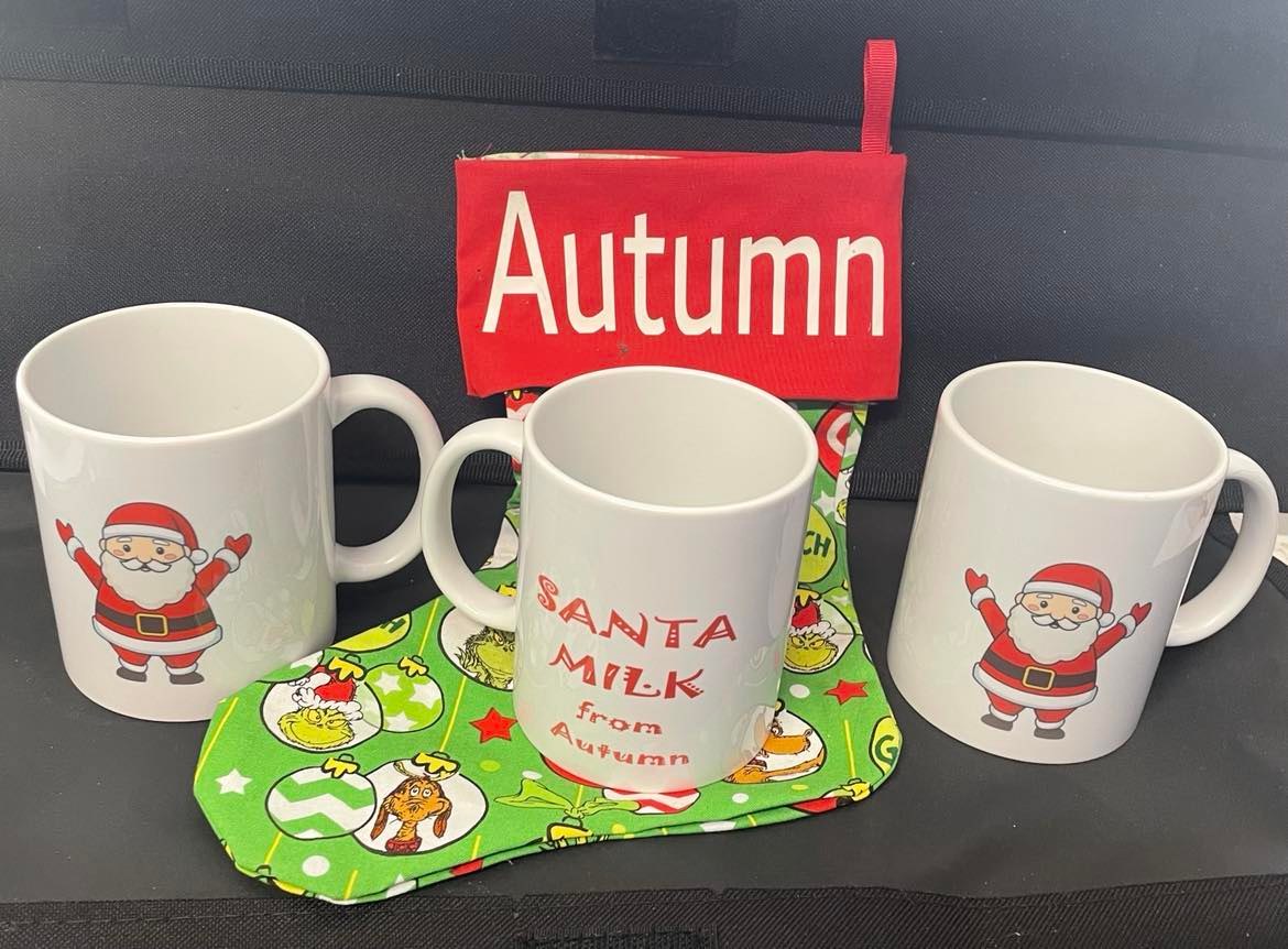 Santas mugs for milk before bed personalize with you child name